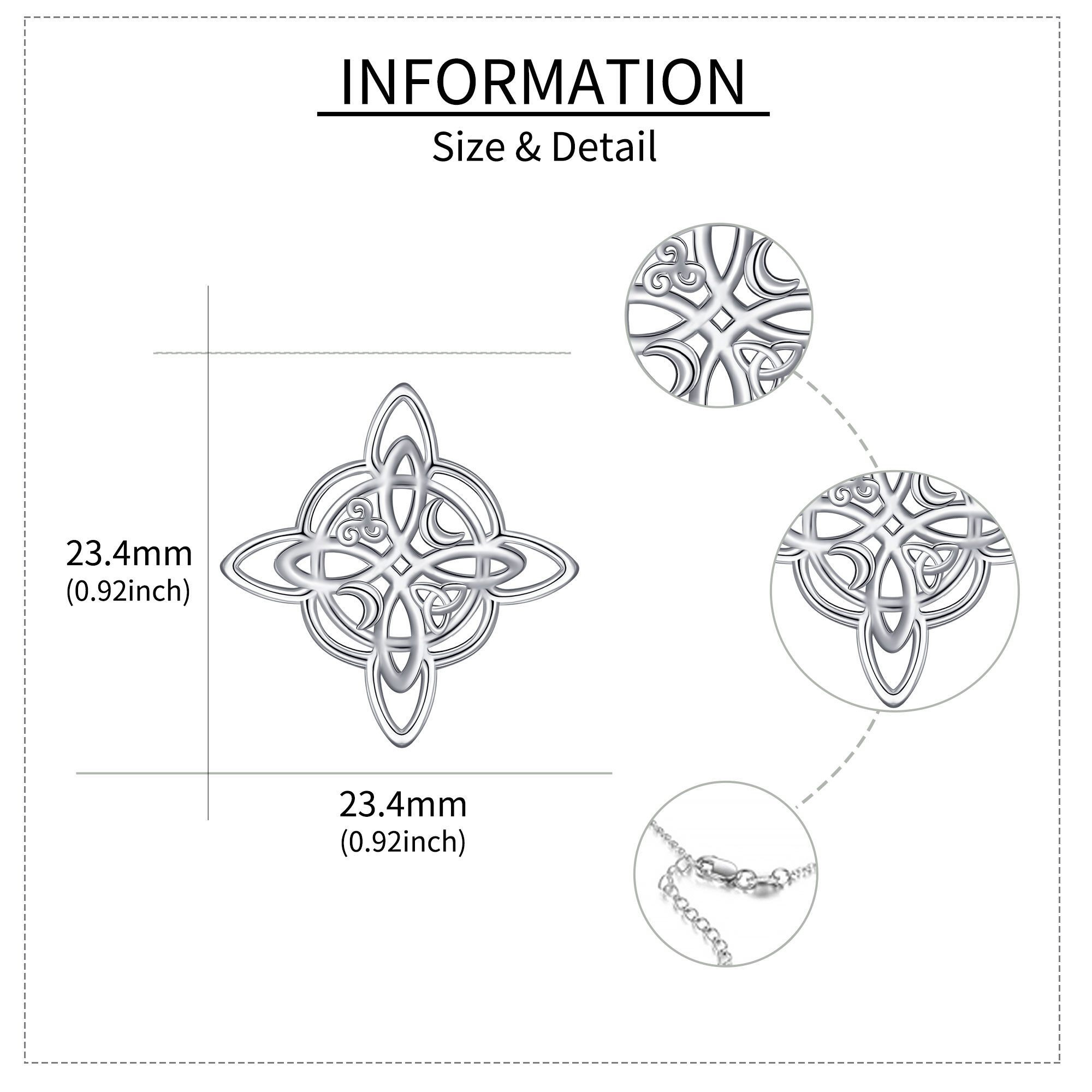 Women's 925 Sterling Silver Celtic Knot Pendant Necklace